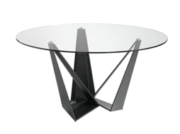 Mesa de Refeição ANGEL CERDÁ. 1045 (Preto - Aço inoxidável, Vidro - Ø150 x 75 cm)