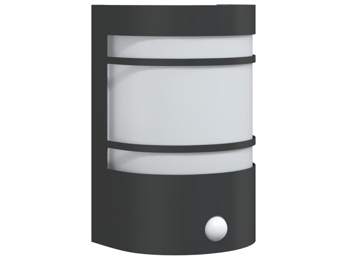Candeeiro de parede VIDAXL p/ exterior com sensor aço inoxidável preto