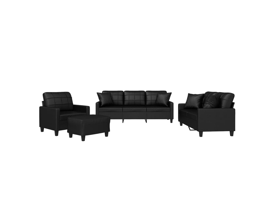 Sofa Set, Sofa Sets Vidaxl Preto Couro Artificial (n/a)
