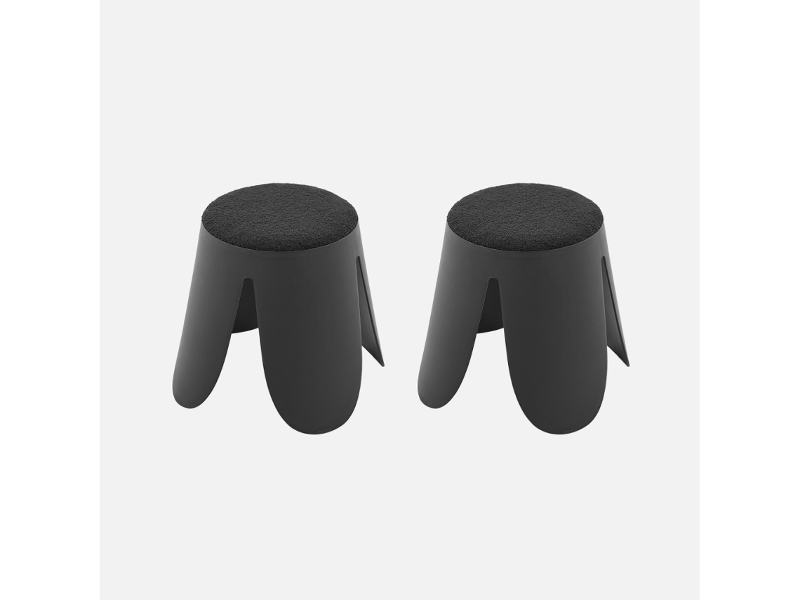 Banco Empilhável Infantil Boucle Texturizado, Set De 2, Preto Sweeek