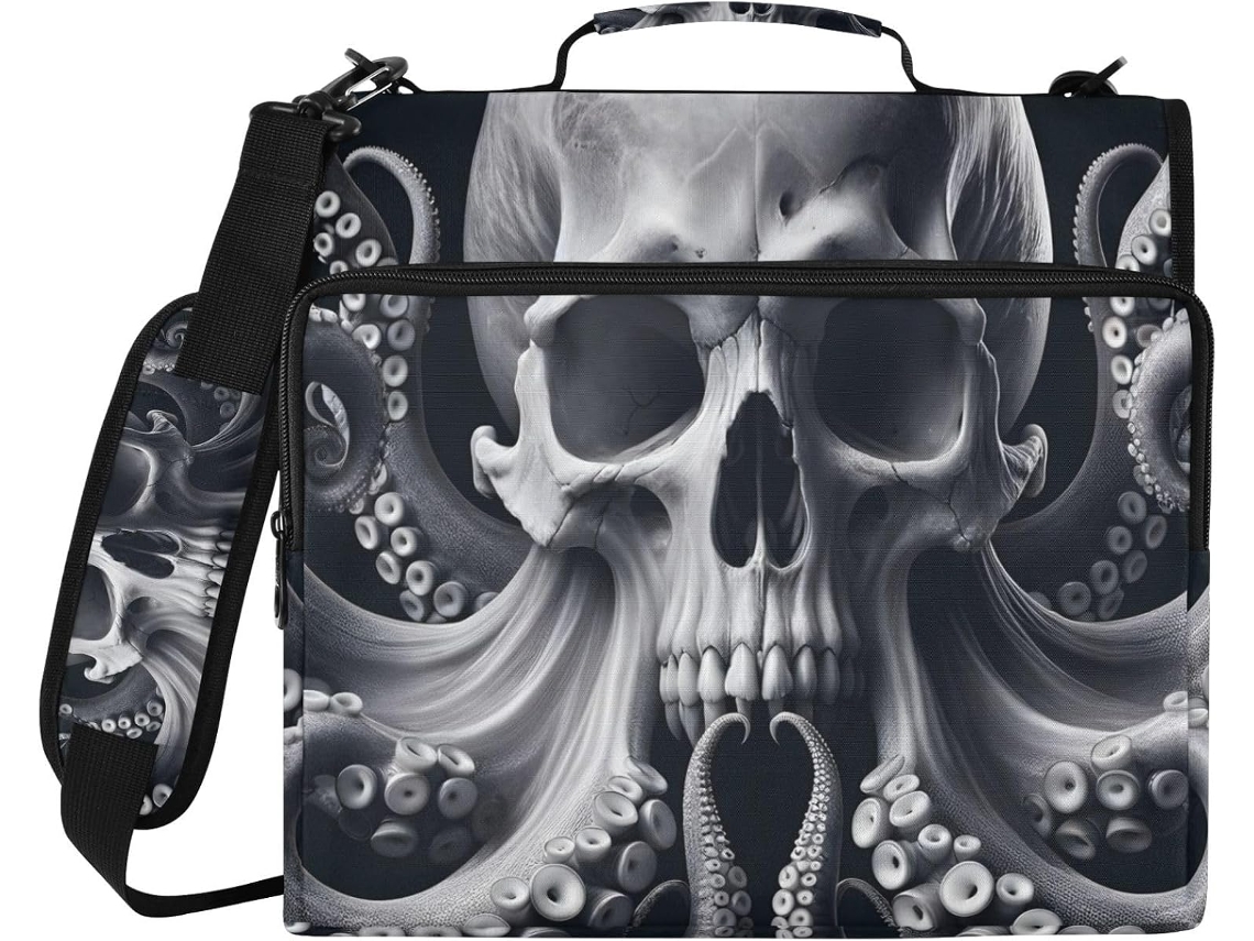 Caveira De Polvo Pasta Divertida Com 3-argolas, Organizador Resistente À Água Com Compartimento Laptop