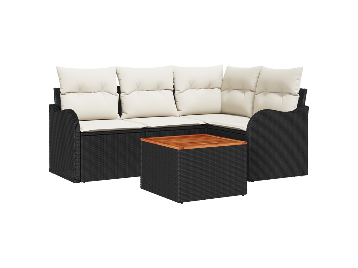 Conjunto 5 Conjunto De Sofá Modular Para Exterior Vidaxl Preto Vime Pe (177,5 X 122,5 X 69 Cm)