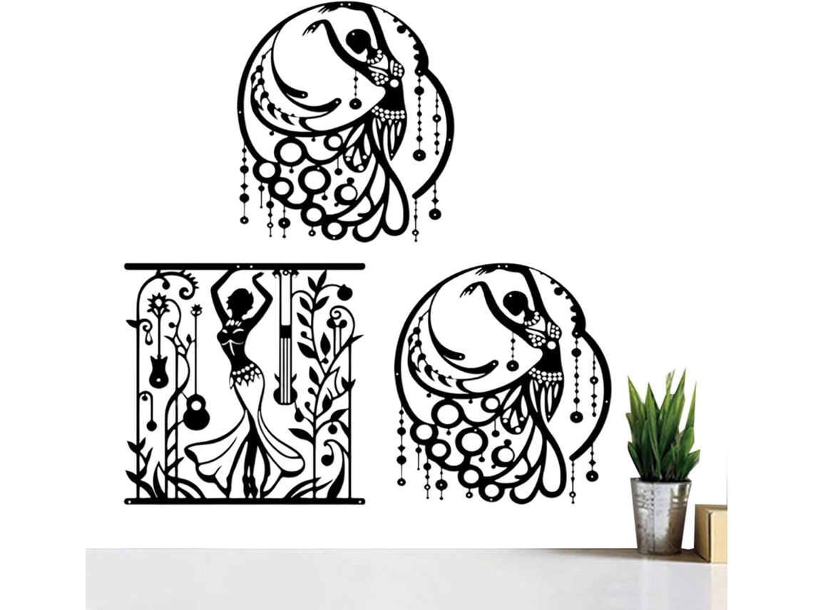 Conjunto De 3 Decorações De Parede Abstratas Estilo Abstrato Estilo Feminino Silhueta Feminina Gokoco