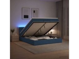 Vidaxl Cama Ottoman Com Colchão E Led Azul 140 X 200 Cm Tecido