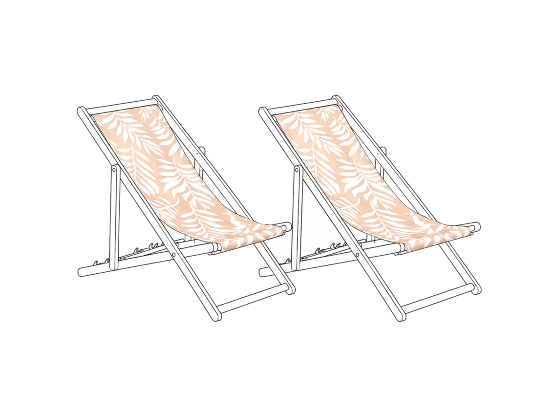Conjunto De 2 Lonas De Substituição Para Espreguiçadeira Beliani Anzio/avellino De Poliéster Creme 44x113x1