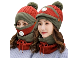 Conjunto De Boné De Mangaia Tejido Para Inverno 3 Em 1 Com Cachecol E Capa Facial Acolchoado Impermeável Ao Vento Para Mulheres E Meninas