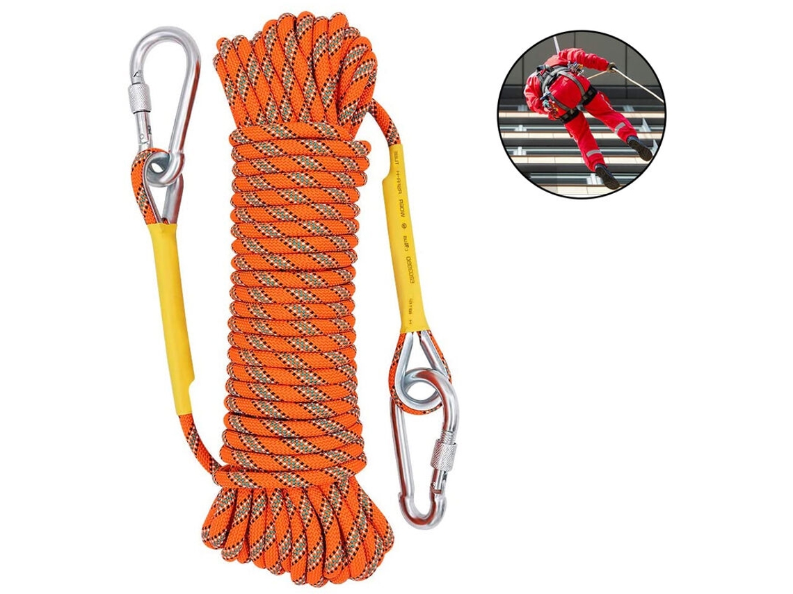 Corda de Escalada Estática AQUAFORGE de 10 M em Laranja para Resgate e Uso em Gelo