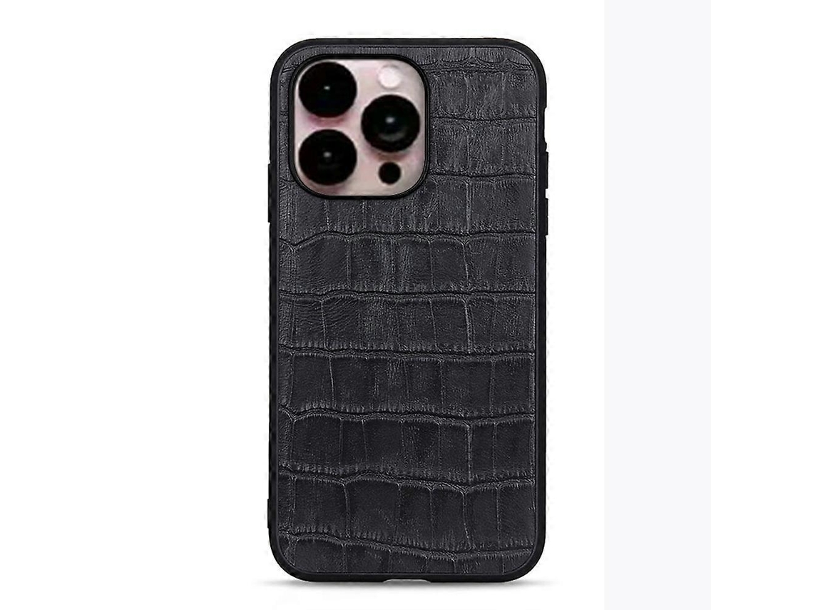 Capa De Couro Com Textura De Crocodilo Para Iphone 14 Pro Max (preta)