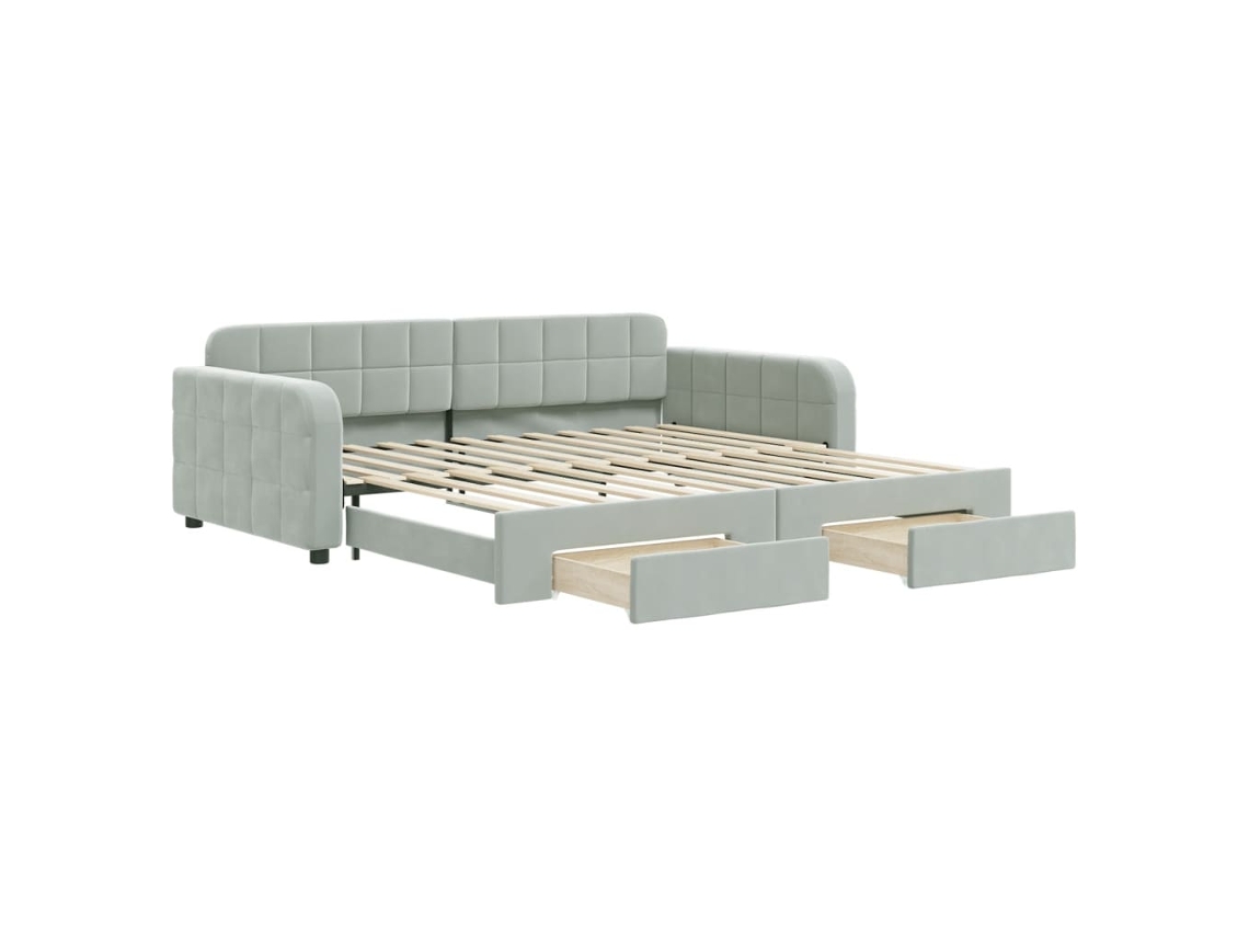Daybed With Trundle, Daybeds With Trundles Vidaxl Cinzeto Veludo (100 X 200 Cm)