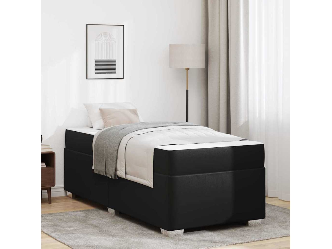 Vidaxl Estrutura da Cama com Colchão Preto 90 X 190 Cm Tecido