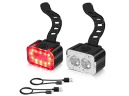 Conjunto De Luzes De Bicicleta Recarregáveis Usb Ipx6 Luminária Dianteira Traseira Para Ciclismo Seguro Outdoor
