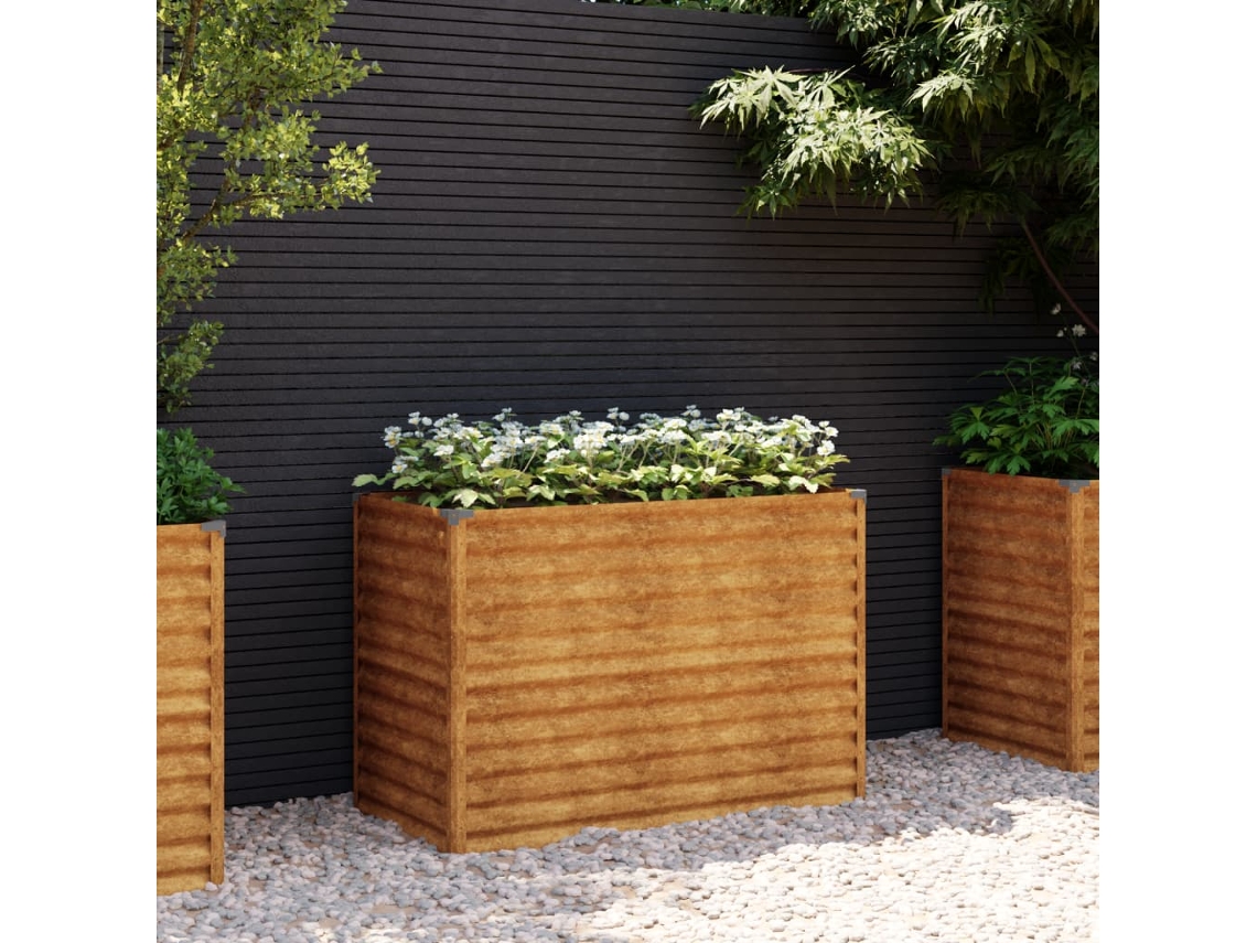 Vasos/floreiras | Canteiro Elevado De Jardim 100x50x69 Cm Aço Corten Wsd10684 Lovely Home