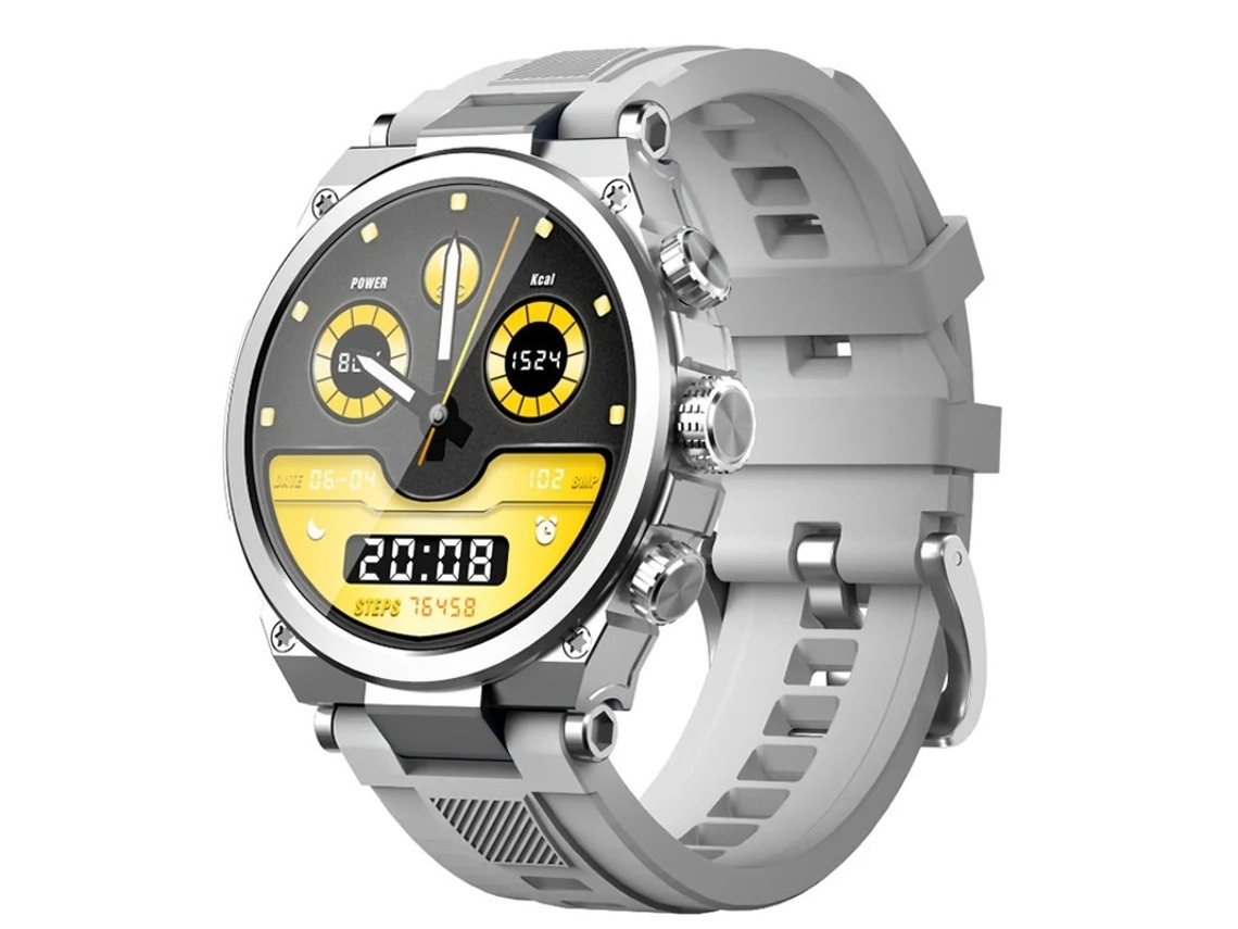 Smartwatch com chamadas Bluetooth, vários mostradores, modos multiesportivos e estilos de interface, prateado. Bestvite