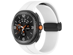 Bracelete para Samsung Galaxy Watch 8 / 8 Classic Silicone Dobrável com Fivela Magnética Branca XIAOMOYU