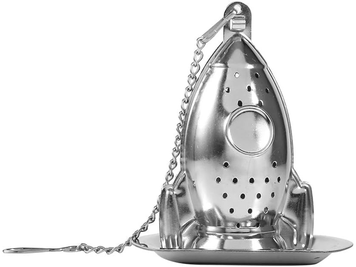 Infusor De Chá Em Aço Inoxidável, Dispositivo Infusão Formato Nave Espacial Com Corrente, Filtro A Granel Foguete Para Ervas E Esp Aquaforge