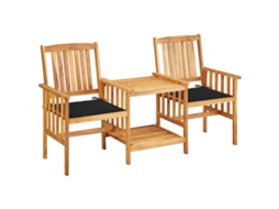 Cadeiras De Jardim C/ Mesa De Centro E Almofadões Acácia Maciça Dkd Home Decor