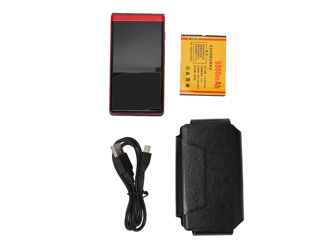 Telefone Flip Senior com Tela 3 polegadas Botões Grandes Lanterna Alto Falante Bateria 5900mAh Vermelho | S/MARCA