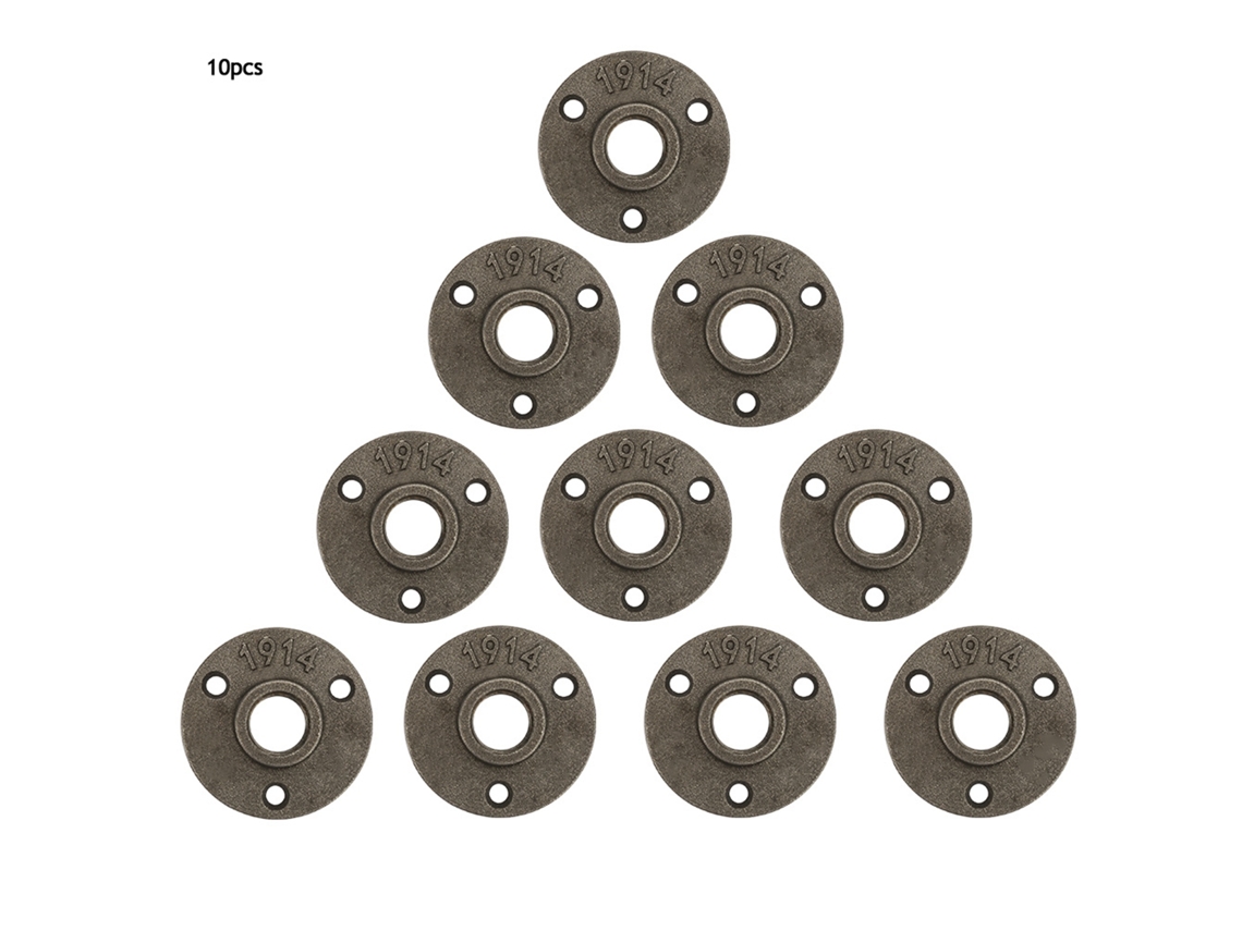 Base De Flange De Parede 3 Furos 65mm Dn15 Em Ferro Fundido Para Canos E Torneiras 10pcs