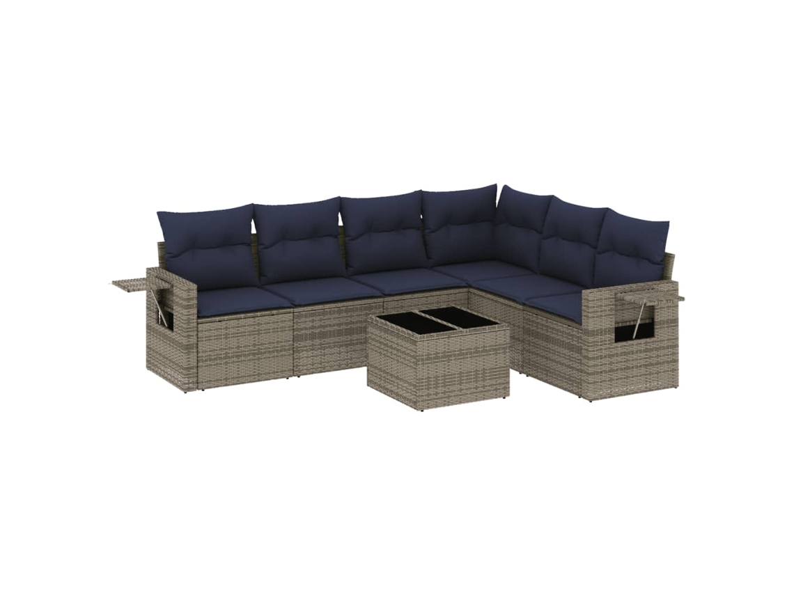 Conjunto de Sofá de Jardim, 7 Peças, Almofadas, Rattan Cinza MAISON EXCLUSIVE