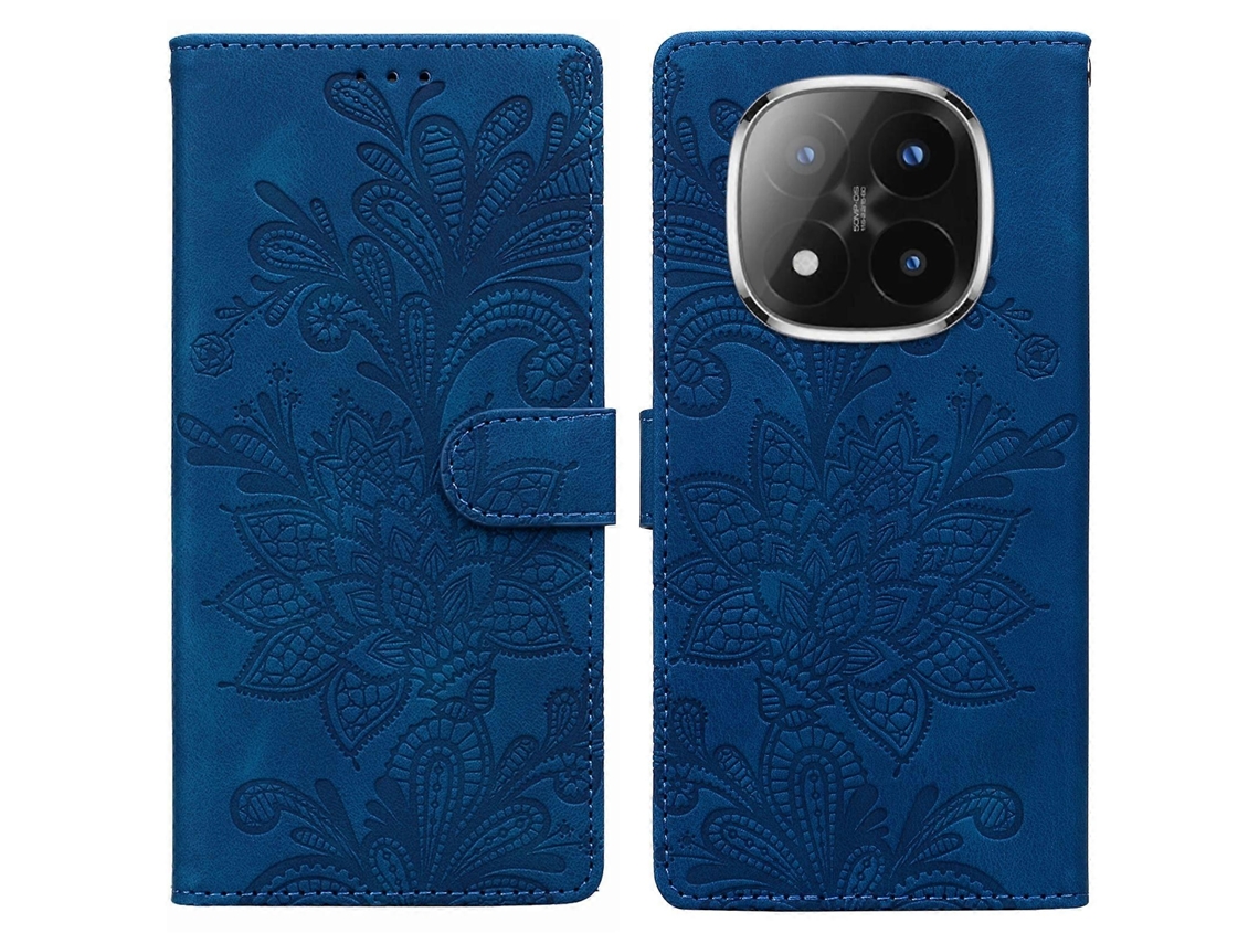 Capa De Celular De Pu Com Fivela Magnética E Estampa Floral De Renda E Alça De Pulso