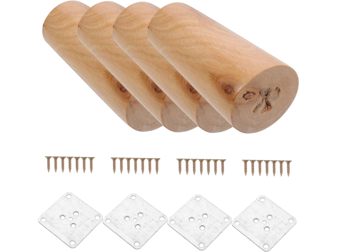 Conjunto De 4 Pés Madeira Maciça Para Móveis, Mesas, Cômodas E Sofás