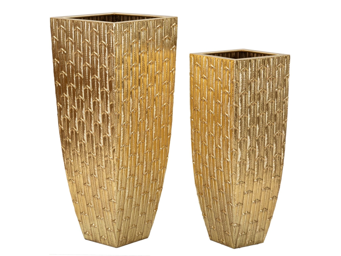 Conjunto De Porta-vasos Gliss 2 Peças Cm 40x40x99-32x32x84 Único / Ouro