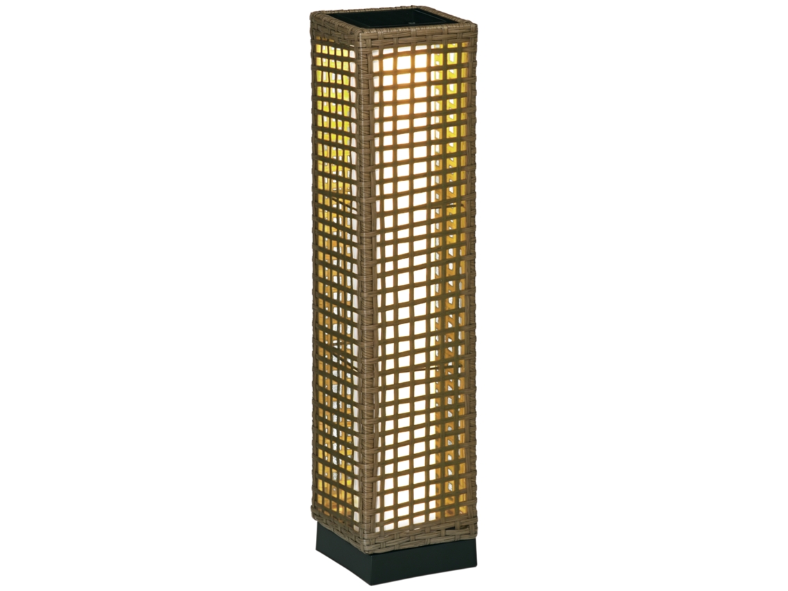 Lâmpada solar rattan BTFORUS, com LED automático, 15,5x15,5x69cm, areia