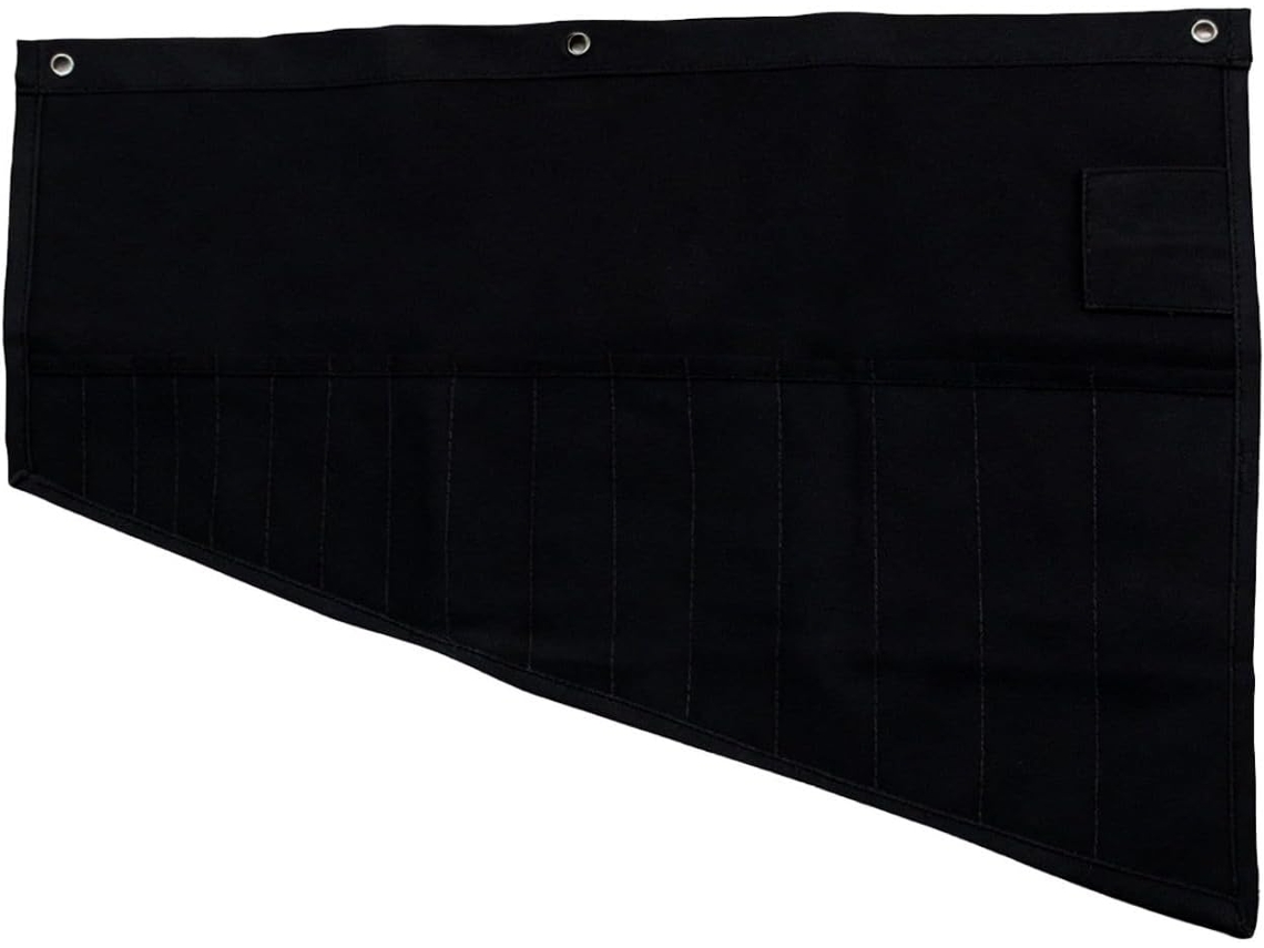 Bolsa organizadora de ferramentas em lona, ​​tipo enrolável, para ferramentas e chaves, com compartimentos espaçosos.