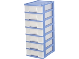 Caixa Organizadora de Plástico Healeved com 7 Gavetas, 35 X 17 13 Cm, Azul, Organizador Gavetas Resistente Par