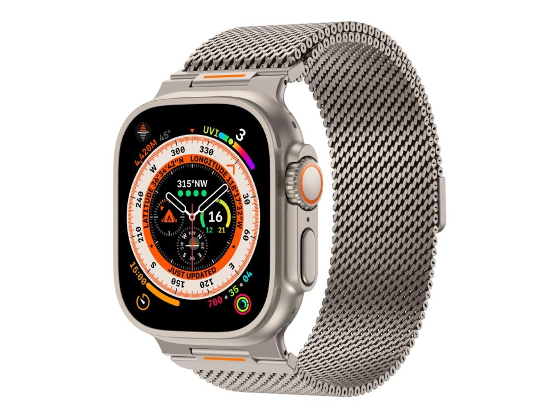 Bracelete Para Apple Watch 46/49/45/44mm - Vitality Coarse Mesh Milan Magnética Cor Titânio