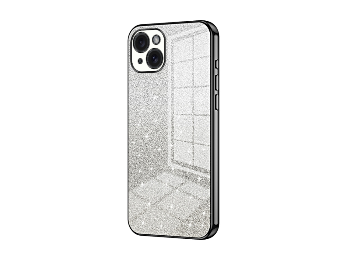 Capa Para Iphone 15 Plus - Glitter Degradê - Acabamento Eletroplaqueado