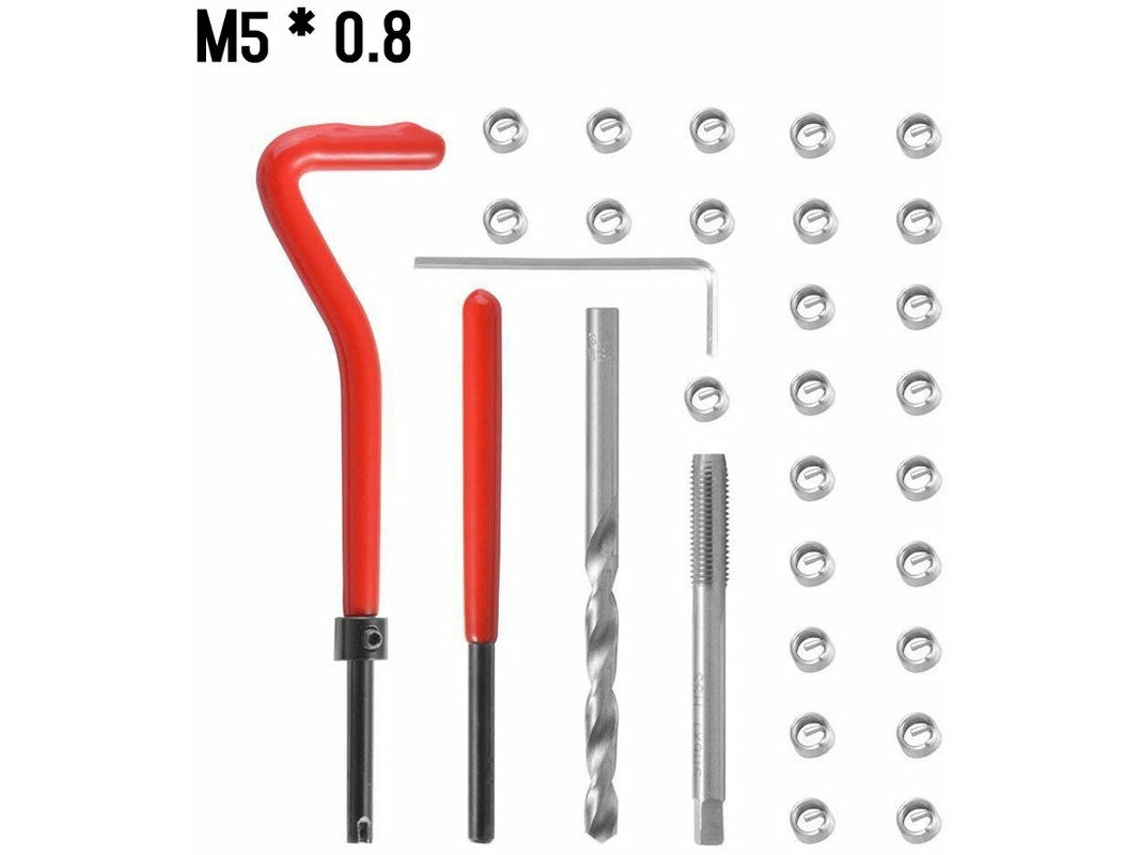 Kit De 30 Insertos Para Reparo Rosca Métrica M5 M6 M8 M10 M12 M14 Helicoil Car Pro Coil Tool 0.8, Sunny