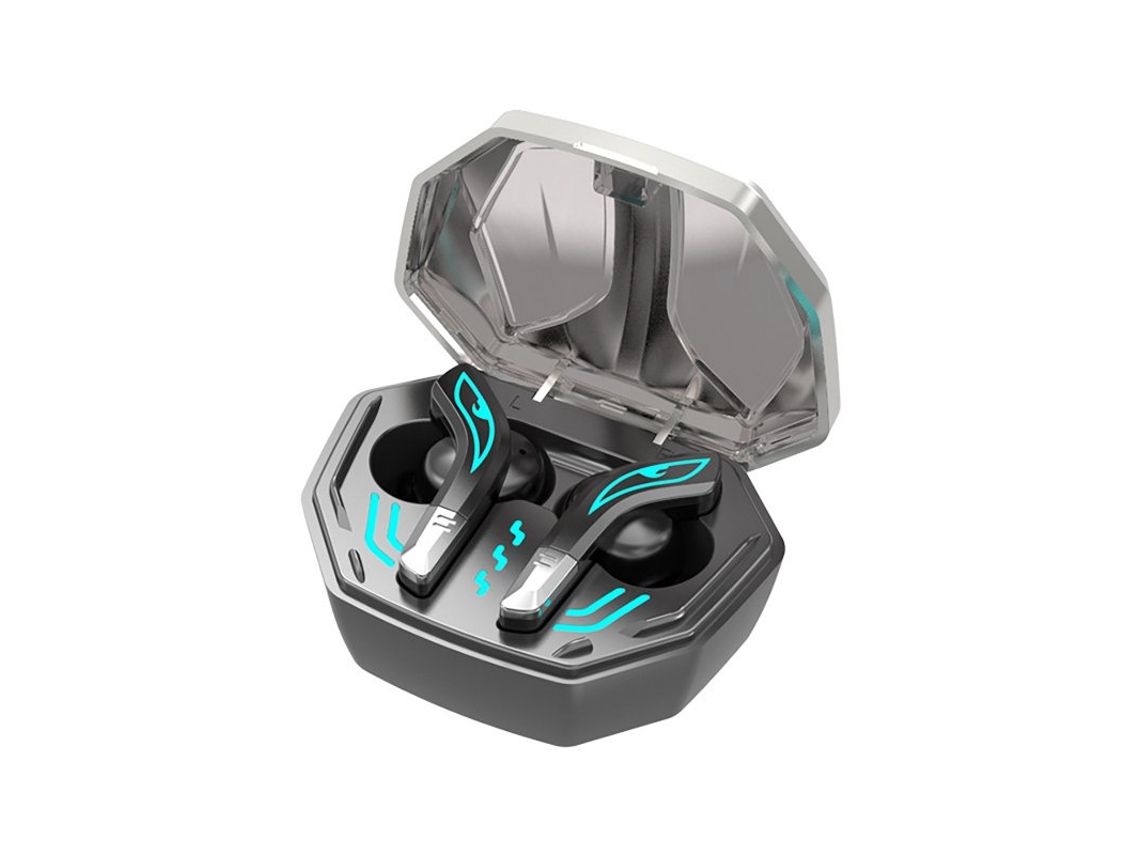 Auriculares Bluetooth True Wireless Estéreo de Baixa Latência para Jogos À Prova D'Água Tampões de Ouvido Prateados