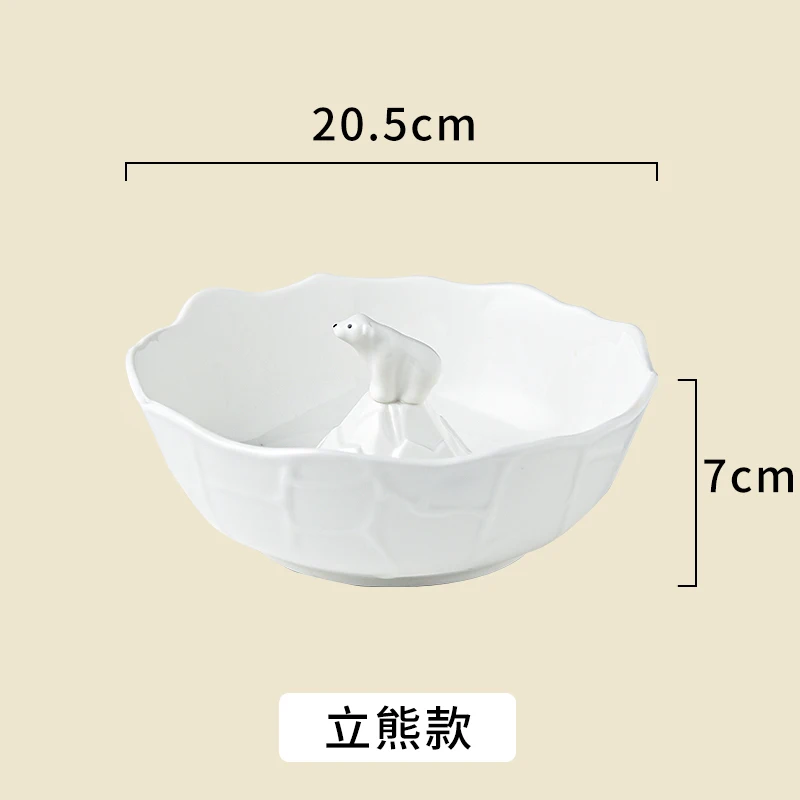 Tigela de Cerâmica em Formato de Urso Polar , Tigela Criativa para Salada MDUG (estilo B, 20 Cm)