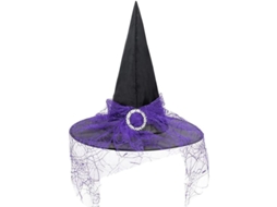 Chapéu de bruxa de Halloween para mulheres com gola de renda, acessórios de fantasia para festa.