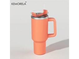 (laranja) Garrafa De Água Térmica De Aço Inoxidável De 1200ml, Com Capa Protetora E Canudo.