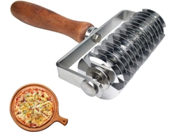 Rolo E Cortador De Massa Inoxidável Com Alça De Madeira Para Biscoitos Tortas Pizzas E Pães