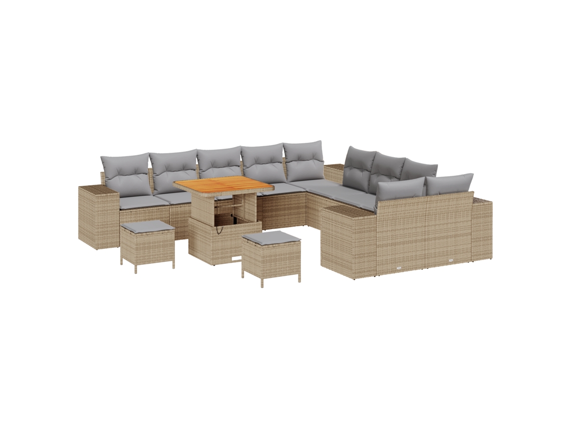 Conjunto 13 Conjunto De Sofá De Jardim Vidaxl Bege Vime Pe (80 X 80 X 71 Cm)