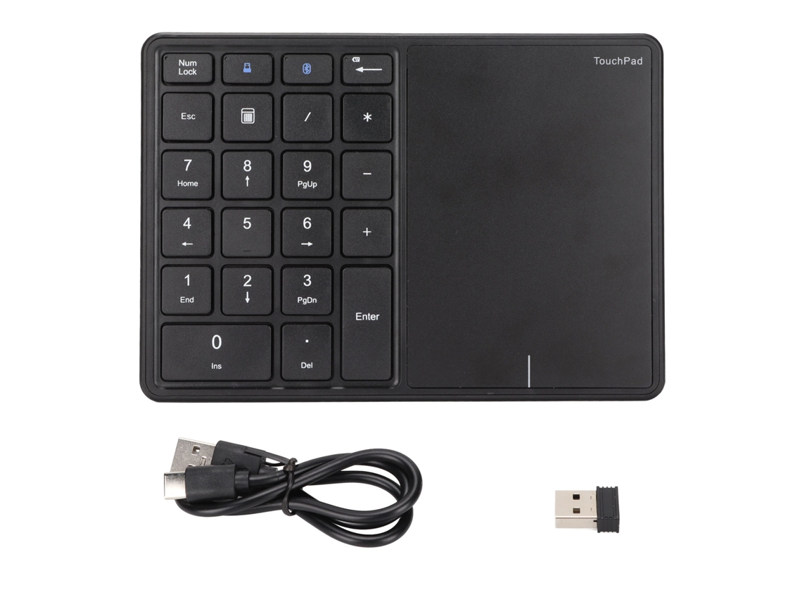 Teclado Numérico Sem Fio com Touchpad 2.4g/bt 5.0 Conexão Usb c 22 Teclas | S/MARCA