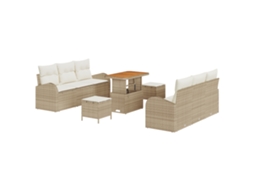 Conjunto 9 Conjunto De Móveis De Jardim Vidaxl Bege Vime Pe (179 X 62 X 85 Cm)