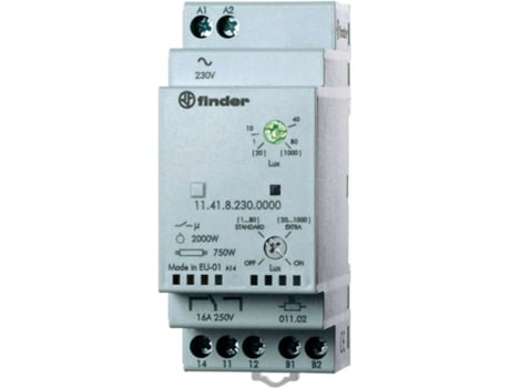 Interruptor crepuscular para trilho DIN de 35 mm, série 11.41.8.230 11.41.8.230.0000 1 80/30 Finder (faixa padrão/alta)