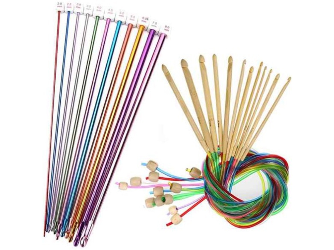 Conjunto De 23 Agulhas De Crochê Tunisiano Com Miçangas Em Bambu Composto Aquaforge