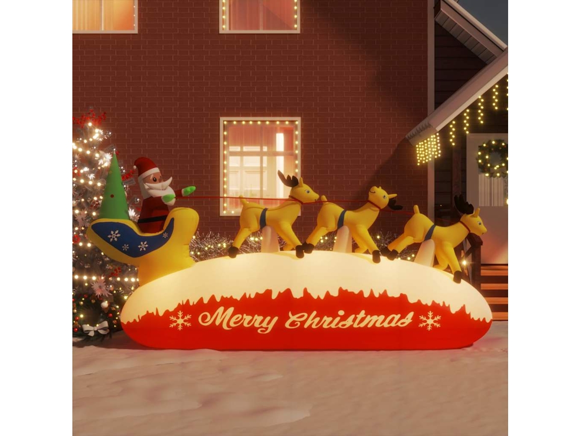 Pai Natal E Renas Insufláveis Pangivo Com Luzes Led Multicor 285x77x145 Cm