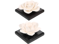 Difusores Passivos De Óleos Essenciais Em Cerâmica, Conjunto Com 2 Unidades, Rosa E Floral.