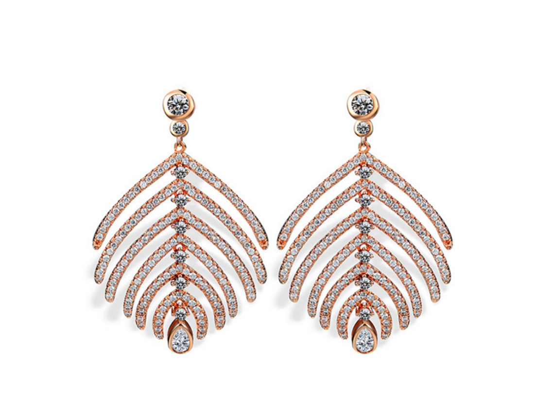 Brincos De Metal Com Strass Estilo Europeu Folha