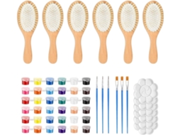 Kit De Escova Cabelo Madeira Faça Você Mesmo Conjunto Artesanato Com Pente Para Pintura, Kit De Escova Cabelo Para Arte