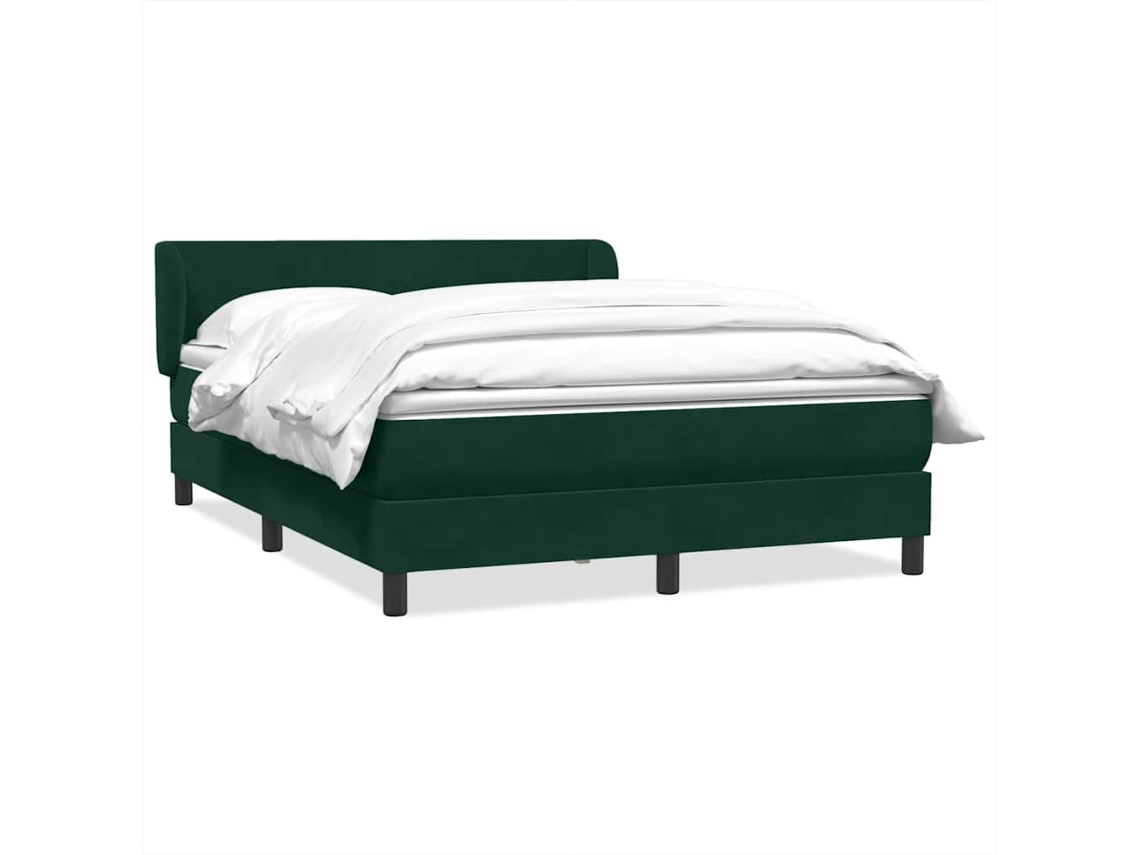 Vidaxl Cama Com Molas/colchão 160x220 Cm Veludo Verde-escuro