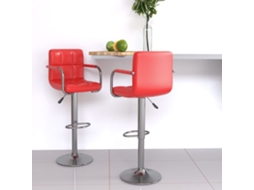 Vidaxl Bancos De Bar 2 Pcs Couro Artificial Vermelho
