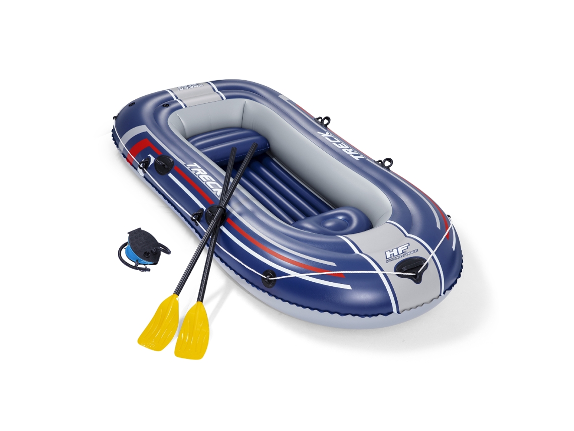 Barco Insuflável Para 2 Adultos E 1 Criança Bestway Hydro-force Treck X2 255 X 127 X 36 Cm, Com 2 Remos E Bomba De Pé Incluída