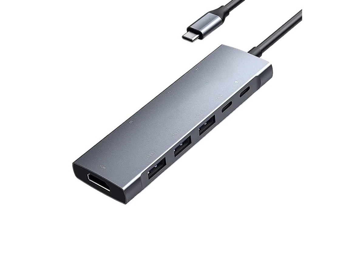 C Hub Com Carregamento 4k Pd Leitor De Cartão Sd/micro Entrada Para Fone De Ouvido De 3 0 3 5 Mm Tipo C Cinza Bestvite